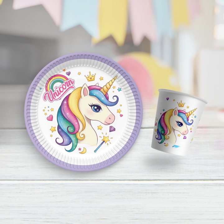 Unicorn Karton Tabak Bardak Set 8'li